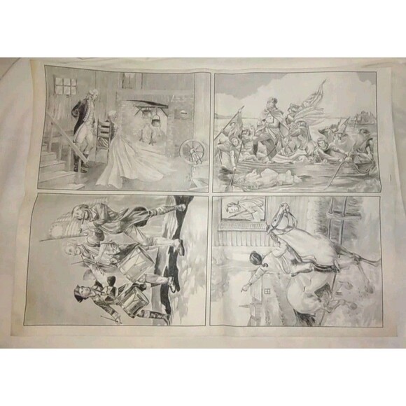 (4) 9"X12" Tri-Chem Pictures To Paint Patriotic Revolution History Flag Vintage - Picture 4 of 9